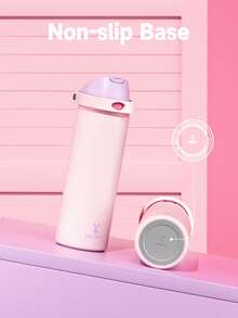 Meoky 24oz Vacuum Insulated Water Bottle with 2-in-1 Straw and Spout Lid, Insulated Cup, Keep Cold 24H, Leak-Proof, Fits in Car Cup Holder, Stainless Steel Tumbler for Sports, Travel, and School - 藕粉色 - 查看 6