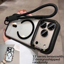 New Orange Magnetic Wireless Charging Metal Lens Holder Phone Case, Compatible With Iphone 17 Pro Max, Air 16, 15, 14, 13, 12 Pro Max Plus, 17Pro, 17Promax, Comes With A Separate Lens Protector, Acrylic Back Panel, Shockproof Armor - Xám - Xem 5