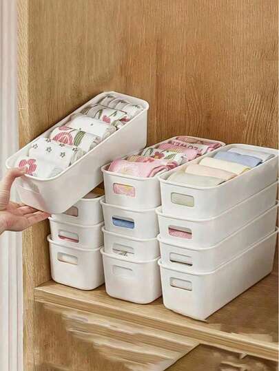 8/16 Pcs Plastic Storage Boxes, Suitable For Organizing Baby And Children's Socks And Clothes, With Handles And Dividers - Durable PP Multi-Purpose Open Storage Boxes, Suitable For Drawers, Shelves And Wardrobes - Bedside Supplies, Wardrobe Storage Boxes, Drawer Organizers And Sorting Containers.