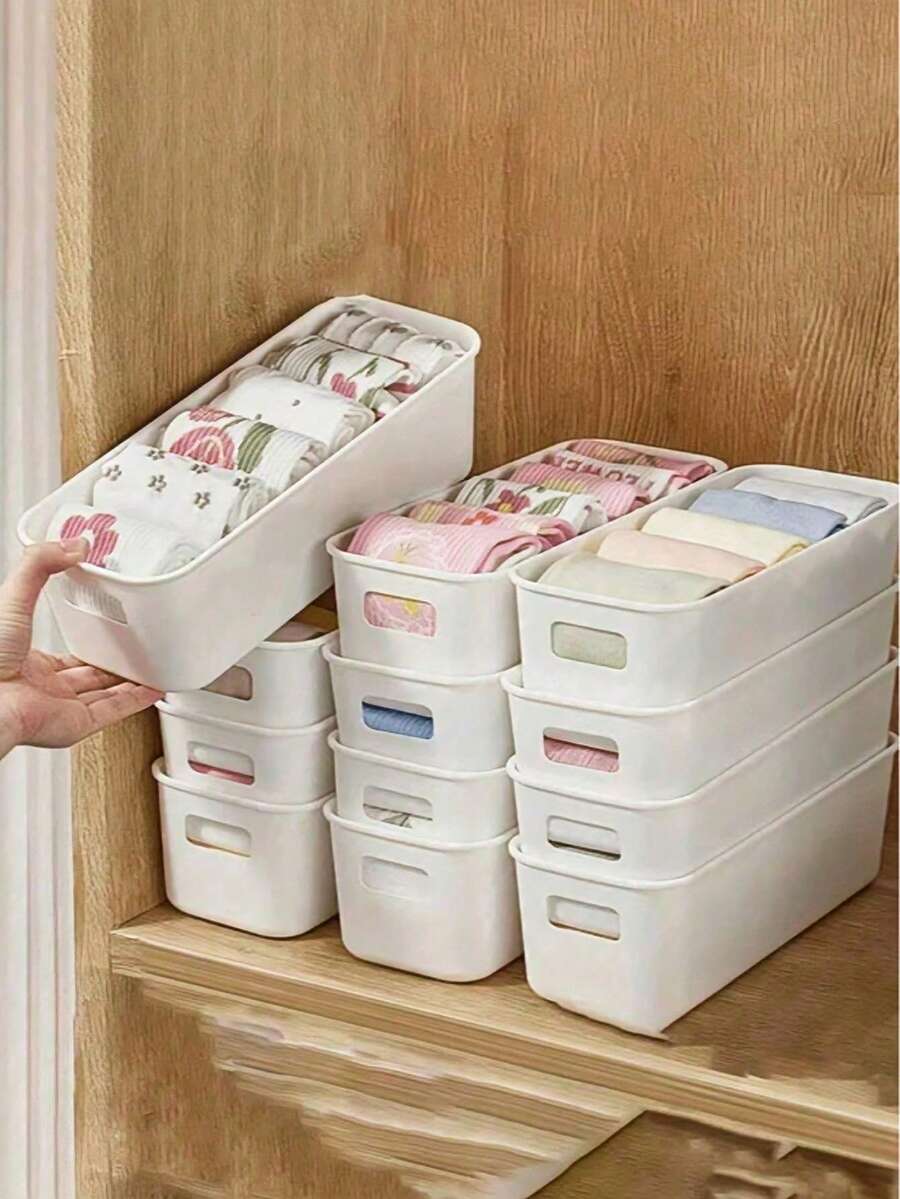 8/16 Pcs Plastic Storage Boxes, Suitable For Organizing Baby And Children's Socks And Clothes, With Handles And Dividers - Durable PP Multi-Purpose Open Storage Boxes, Suitable For Drawers, Shelves And Wardrobes - Bedside Supplies, Wardrobe Storage Boxes, Drawer Organizers And Sorting Containers. - Storage Box - View 1