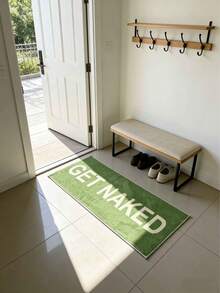 1 pieza Alfombra de baño de peluche verde - Suave y lavable a máquina, con texto blanco prominente, apta para ducha, entrada, dormitorio, alfombra, alfombra, decoración del hogar, alfombra de área, alfombra para exteriores, alfombra lavable