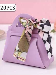 20pcs Leather Gift Bags With Bow, High-Quality Material, Assorted Colors, Wedding/Party Favor Bags, Mini Pouches, Suitable For Various Occasions And Events, Easy To Assemble, Best Gift For Family And Friends