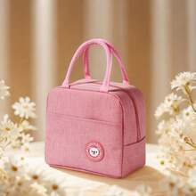 1pc Pink 3-Layer Leak-Proof Bento Lunch Box With Cutlery, Japanese-Style Lunch Box, Adult Lunch Box, School Lunch Box, Bamboo Lid Lunch Box, Meal Prep Container, Outdoor Travel Insulated Bag, Stackable, Reusable, Suitable For Back To School, Outdoor Travel, Office Work, Kitchen Food Storage - Pink - View 8