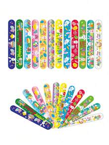 12个/6个装复活节拍手手环、复活节棕榈手环、复活节派对小礼物、复活节篮子填充物、复活节手链、复活节彩蛋填充物、派对用品、复活节礼品袋填充物、复活节彩蛋寻宝游戏、春季和复活节主题按扣、礼品袋填充物 - 彩色 - 查看 1