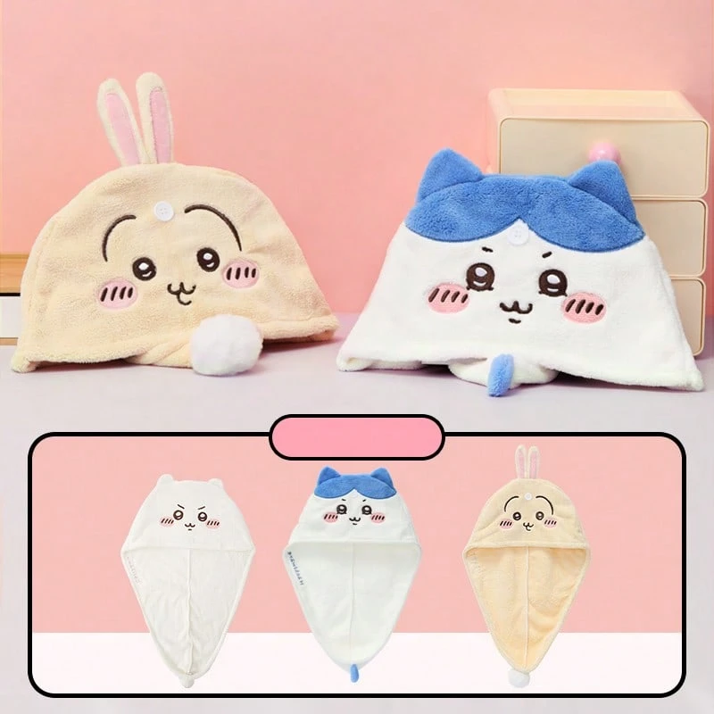 Miniso 1个加厚抗菌卡通3D立体吹风帽（兔子造型） - 毛绒加厚兔耳3D造型速干吸水吹风帽 - 黃色 - 查看 1