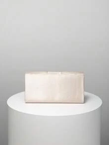 1 szt. Elegancka mała kopertówka w kolorze szampana, błyszcząca plisowana torebka na ramię z łańcuszkiem, modna torebka damska na łańcuszku, odpowiednia na imprezę, wesele, bal, kolację/bankiet, idealnie pasująca do sukni ślubnej, sukni wieczorowej, sukni balowej, sukienki urodzinowej