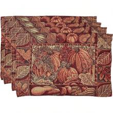 Colección de Cosecha de Otoño de HomeCrate, Juego de 4 manteles individuales con diseño de calabazas y hojas de otoño, 13" x 19" - calabaza - Ver 7
