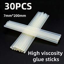 30支7mm*200mm高粘度热熔胶棒，适用于DIY项目、家居维修、手工艺品制作——圣诞节、节日礼品包装，快速粘合，多用途工具 - 高透明高黏性膠棒 - 查看 1