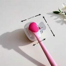 2pcs Heart Design Toothbrush Holder, White Clip With Blue & Pink Heart Toothbrush Holder, Convenient For Home, Dorm, Bathroom, Travel, Compact & Cute Design With Drainage Hole To Protect Toothbrush Head