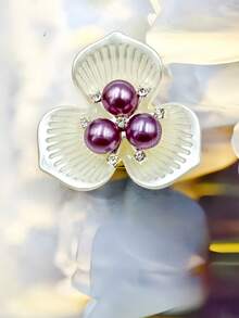 European & American Fashionable Camellia ABS Plastic Button Covers, Versatile Elegant Faux Pearl Flower Design Shirt & Cuff Buttons