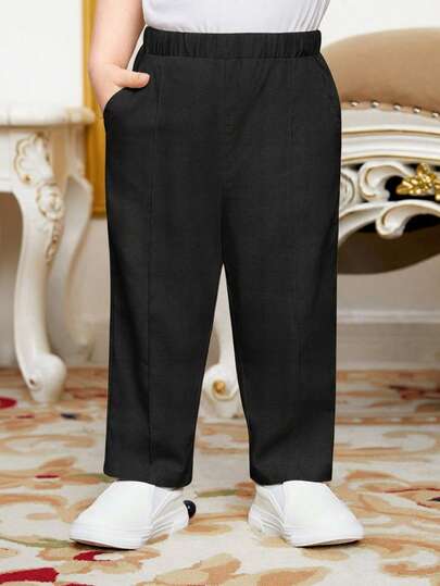 1件装 男童时尚休闲直筒运动裤，适合户外活动、健身、春秋季穿着