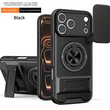 1 Giá đỡ kiêm vòng xoay 360°, kết hợp 2 trong 1 mềm và cứng, sạc không dây, chống trầy xước, chống rơi, chống bám vân tay, giá đỡ kép, bảo vệ ống kính camera, giá đỡ từ tính cho ô tô, tương thích với iPhone 17 Pro Max/16/15/14/13/12, dòng OPPO, Redmi, Moto, Transsion, v.v. - màu đen - Xem 2