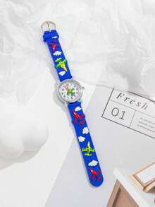 1pc Fashion Creative Airplane Dial Quartz Watch, Suitable As Back To School Gift Or Birthday Gift For Boys