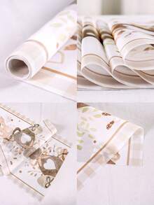 1pc Easter Bunny Table Runner, Coffee Brown Easter Eggs & Leaves Pattern Tablecloth, Seasonal Spring Kitchen Dining Table Decor, Holiday Party Outdoor Decoration, Happy Easter Home Decor, Farmhouse Style Gift, 13x70 Inches - Multicolor - View 5
