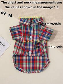 Bộ quần áo thường ngày dễ thương và thời trang cho chó cưng, áo sơ mi ngắn tay kẻ caro phối màu/sọc nhiều màu/thiết kế tối giản, dành cho chó giống nhỏ Teddy/Poodle, mùa xuân/hè/thu. - Nhiều màu - Xem 4