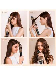 UKLISS 热风造型梳，1.5英寸加热圆梳，加热卷发梳，打造卷发蓬松造型，负温度，两档温度设置，玫瑰金 - 黑色 - 查看 9