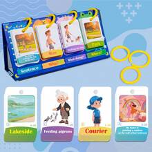 80pcs Desktop Educational Cards, Picture Matching Sentence Building Cards, Thinking Training Learning Cards, Parent-Child Interactive Cards, Children's Educational Cartoon Toy Cards