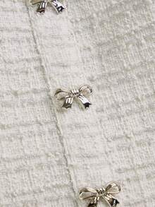 abyoxi 女士米色粗花呢方领蝴蝶结纽扣层叠荷叶边短连衣裙，甜美复古，优雅可爱，浪漫约会，休闲下午茶，秋冬迷你连衣裙 - 米色 - 查看 8