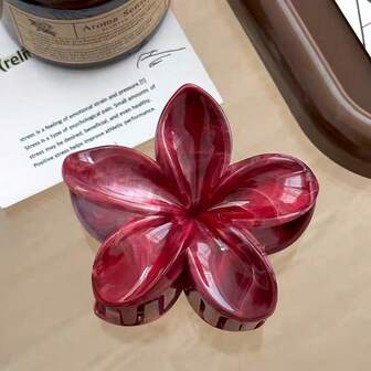 Elegant Burgundy Marble Flower Hair Claw Clip
