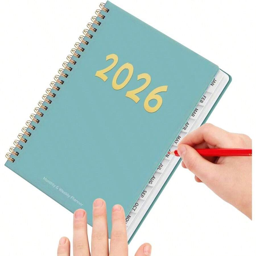 Planificador de Calendario para 2026 - Agenda De Planificacin De 12 Meses Con Encuadernacin En Espiral Planificador Diario 2026 - Para El Trabajo Acadmico Estudiantes Profesores Familia Hogar Col - Azul - Ver 1