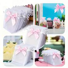 8 túi quà tặng bằng vải voan và organza có dây rút, kèm nơ ruy băng - Thích hợp cho Ngày Valentine, trang trí sinh nhật, đựng trang sức cưới | Nhiều màu sắc (Hồng/Đen/Trắng) Túi quà tặng trong suốt - Nhiều màu - Xem 8