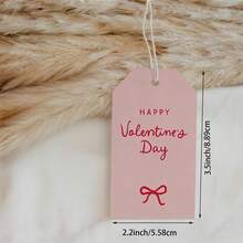 25/50 Pcs Whimsical Happy Valentines Day Gift Tag, Pink Bow Gift Tag, Blank Tags For Wedding Anniversary Party Present DIY Crafts - Multicolor - View 6