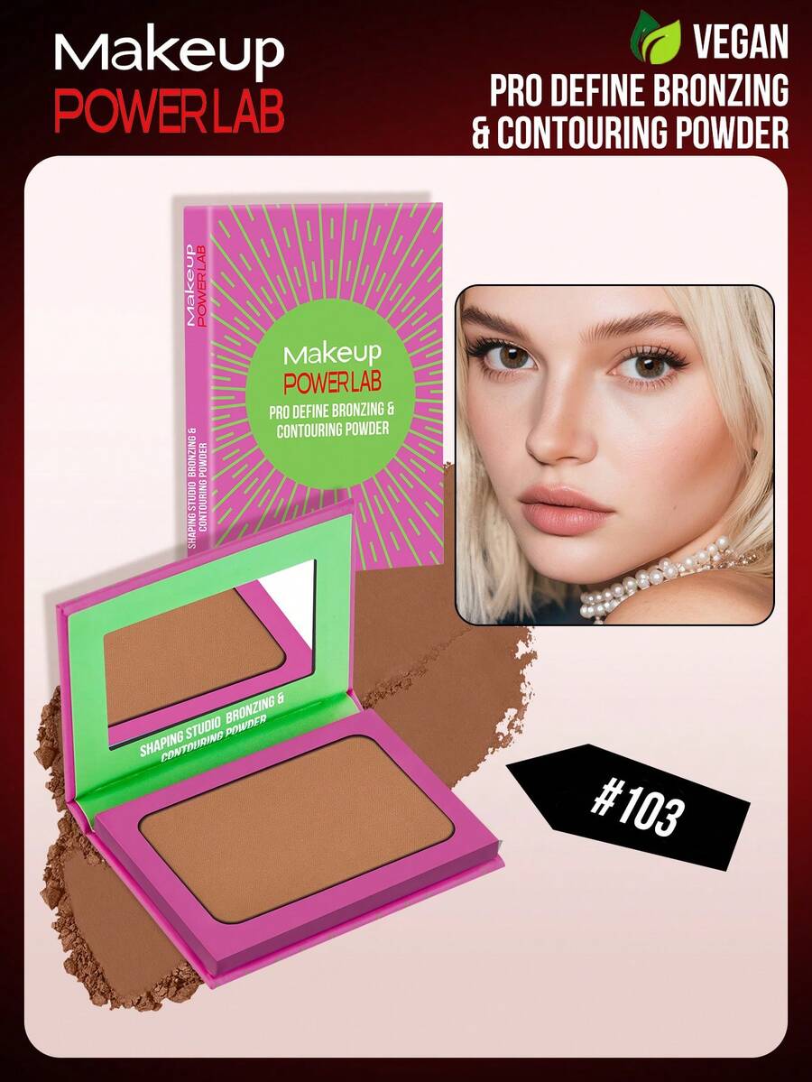 Misslyn Polvos bronceadores y de contorneo POWERLAB-SHAPING STUDIO, polvos compactos, polvos bronceadores y de contorneo, acabado mate, suave y fácil de mezclar, ultra finos y de larga duración - #103 - Ver 1