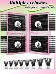 CMAYOME 720/648 片装合成睫毛胶水套装，D 卷合成睫毛嫁接套装，包含 10D + 20D + 30D + 40D + 50D + 60D + 80D + 100D + 120D + 150D，长度从 9 毫米到 18 毫米混合，蓬松柔软的合成睫毛。轻盈柔软，簇状设计。