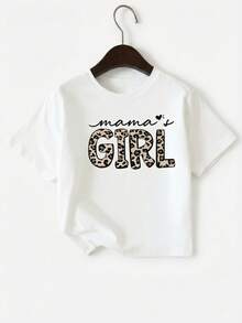 2pcs/Set Girls Toddler Leopard Print Short Sleeve T-Shirt And Pants Set, Spring/Summer - White - View 4