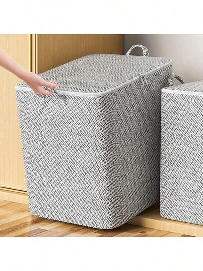 Caja de almacenamiento de tela moderna - Gran capacidad, duradera, impermeable y plegable, ideal para guardar ropa, ropa de cama, juguetes, artículos del hogar y suministros para el automóvil. Viene con tapa, perfecta para almacenamiento debajo de la cama, diseño clásico, caja de almacenamiento de tela duradera, organizador de almacenamiento debajo de la cama.