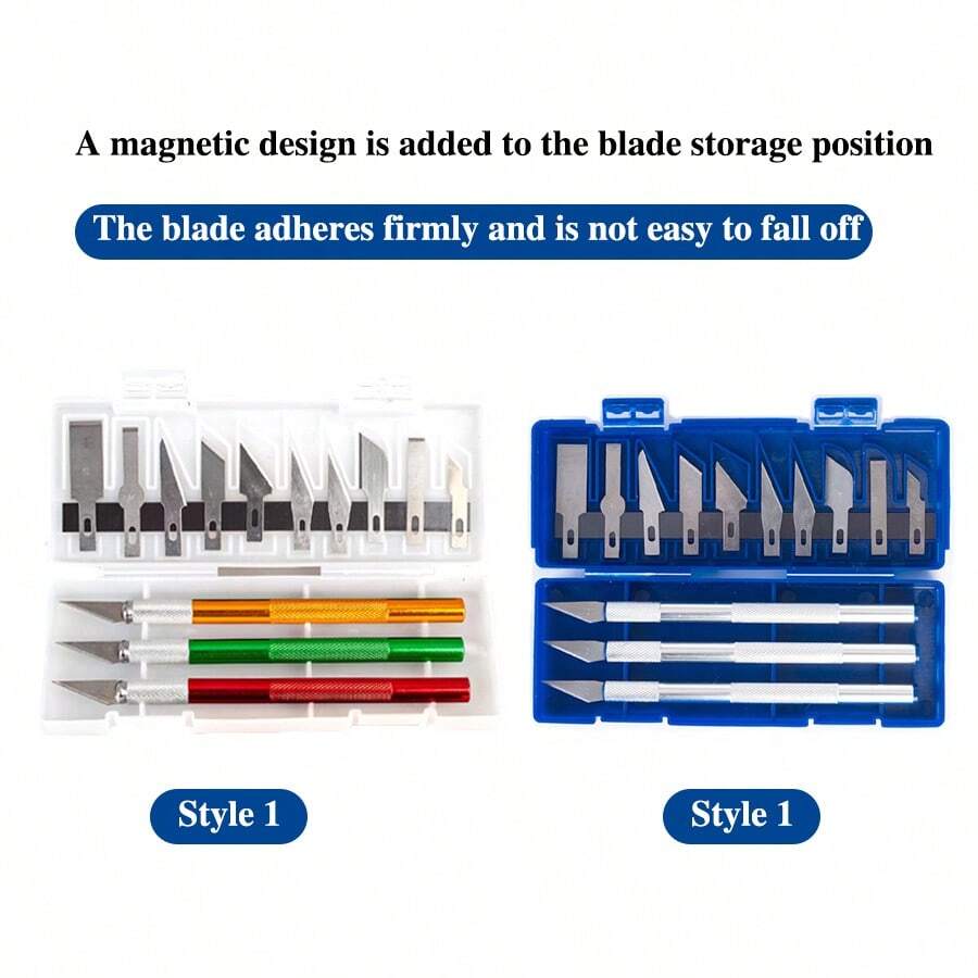 13pcs Precision Craft Knife Set - Aluminum Alloy, Ideal For Paper Cutting & DIY Projects, Manual Engraving Pen Tool