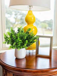 6件装 - 户外人造绿植，桉树枝，抗紫外线仿真叶，黄杨灌木，室内装饰人造花，适用于家居装饰、婚礼、花园盆栽、门廊悬挂式花盆 - 彩色 - 查看 5