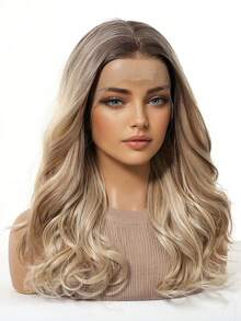 13*4 HD Lace Top Wig, 18-Inch Ombre Gold Long Curly Hair, High-End Grace Women's Lace Wig, Heat-Resistant Synthetic Lace Wig, Suitable For All Festivals And Daily Wear, Can Be Worn At Any Time, Perfect Gift For Girls During Festivals And Masquerade Balls Perfect Gift For Girls During Festivals,Christmas Gifts, Gifts For Girlfriends,Gifts For Women Winter Soft Part Wear And Go Lace Front Wigs For Fashion Women Party & Daily Wear