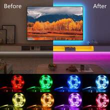 1pc USB Powered Portable Bluetooth LED Strip Light, RGB Color Changing, App Control, Music Sync Via Built-In Mic, LED Rope Light With Remote Control - RGB - View 5