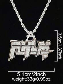 DUBSS 男士项链吊坠，5A级立方氧化锆嘻哈饰品 - 字母 - 查看 3