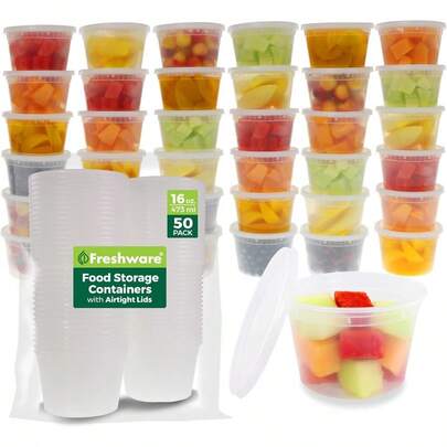 YQQ Freshware YH-S16X50 Deli contenedores de almacenamiento de alimentos 16 onzas 16 oz. Paquete de 505735