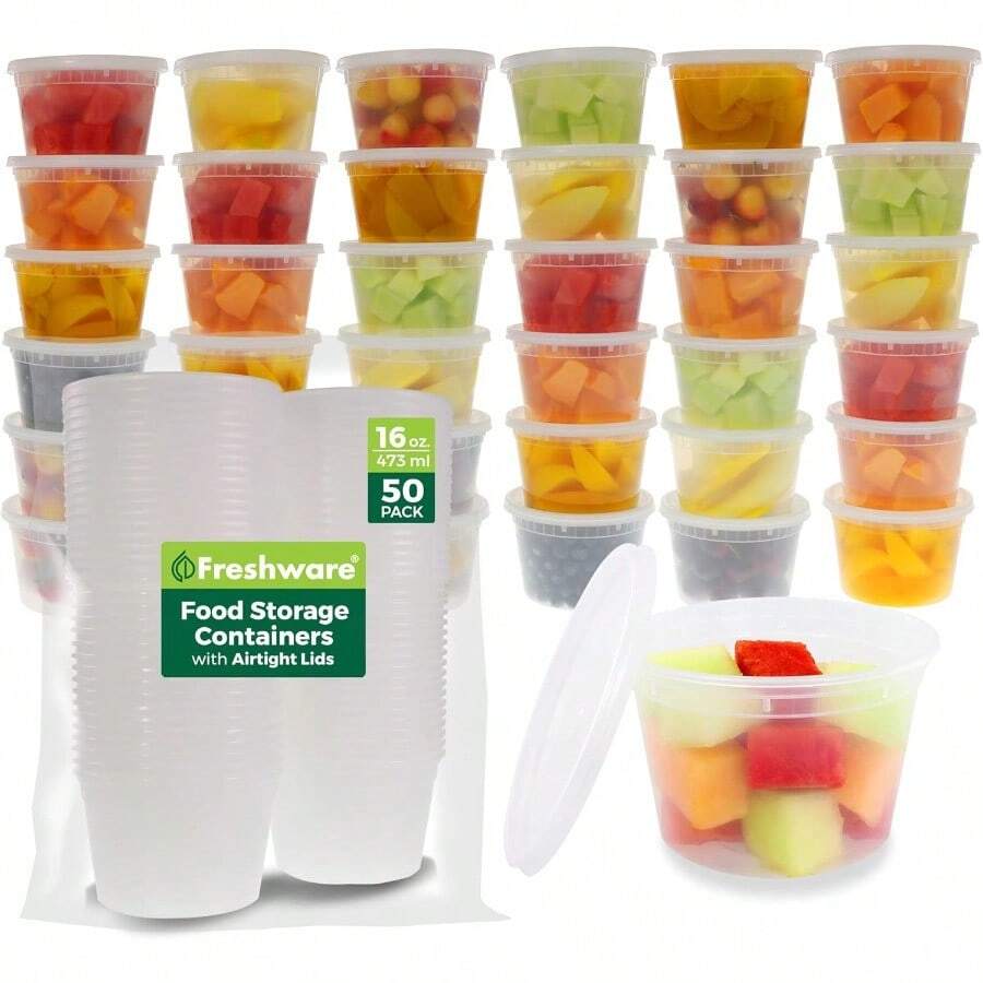 YQQ Freshware YH-S16X50 Deli contenedores de almacenamiento de alimentos 16 onzas 16 oz. Paquete de 505735 - 16oz 50 unidades - Ver 1