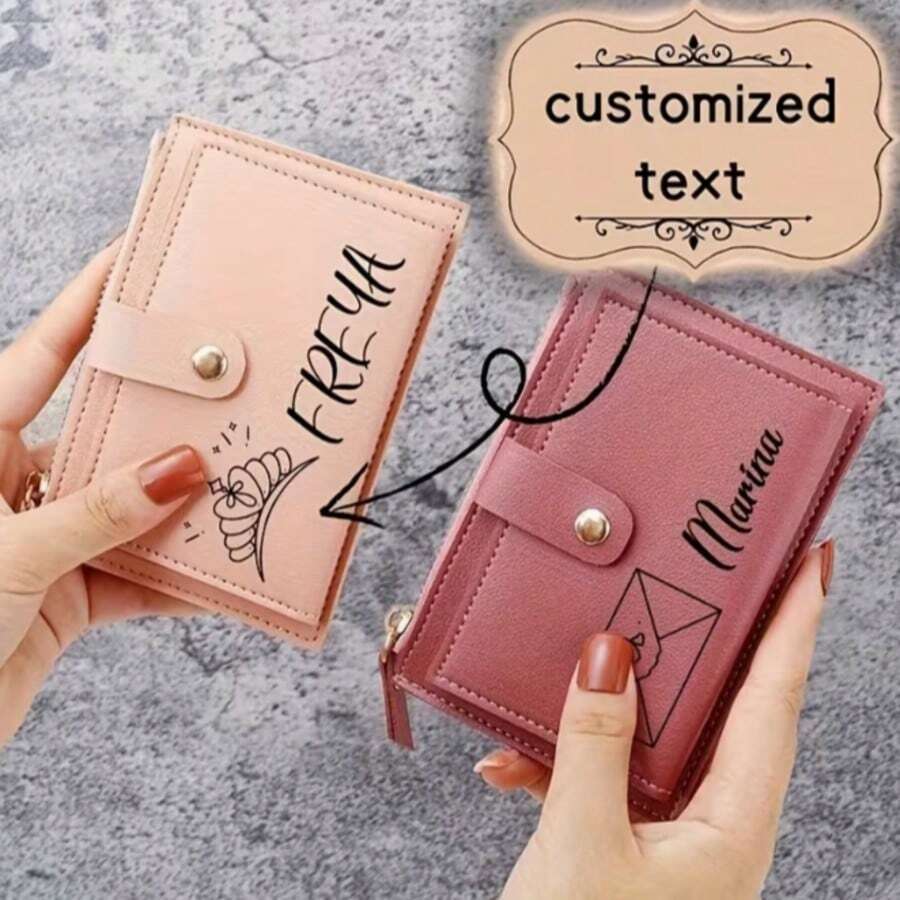 Customized Heart-Shaped Tassel Wallet, Personalized Text Ladies Card Holder, Bridesmaid Gift, Newlywed Gift, Perfect Gift For Girlfriend, Colorful, Cute, Charming, Fun, Kawaii