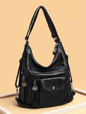 Modischer einfarbiger Retro-Mehrtasche-Elegant-Vielseitiger Rucksack/Umhängetasche für Lässig/Reisen