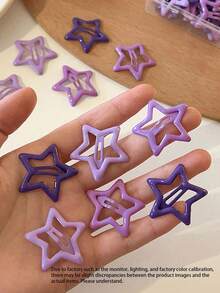 20个紫色金属星星发夹，时尚迷你发卡，Y2K可爱装饰发饰，适合日常佩戴，女生/女孩校园发饰 - 适合派对，多巴胺色彩缤纷派对主角随机颜色组合混合套装爪夹发夹发卡，发卡，发夹，发卡，校园用品，大学 - 紫色 - 查看 7