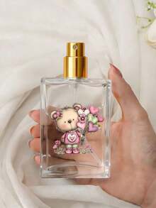 50毫升玻璃可重复灌装香水瓶，泰迪熊和爱心花束图案，迷你旅行喷雾瓶，周年纪念日、生日、情人节的完美礼物 - 彩色 - 查看 6