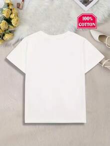 Camiseta de niña moderna y a la moda (solo la camiseta, no incluye la parte de abajo), con estampado de corazones con efecto vaquero, una prenda imprescindible para chicas con estilo Y2K. - Blanco - Ver 2