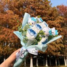 SANRIO 三丽鸥手工针织Hello Kitty花束，逼真仿真花，派对装饰，婚礼新娘捧花，送朋友的礼物，生日，圣诞节，情人节，母亲节礼物 - 彩色 - 查看 10