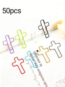 10/20/30/40/50pcs Cross-Shaped Metal Coated Paperclips - Premium Folder, Bookmark, And Document Organizing Office Supplies, Available In Multiple Colors, Suitable For Offices, Schools, Learning Environments, Etc. - Multicolor - View 7