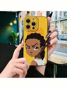 Un estuche para teléfono con diseño de Boondocks compatible con modelos de 16, 15, 14, 13, 12, 11, XR, Plus, Pro, Max y Mini, lo que lo convierte en un regalo ideal para ocasiones como Pascua, Navidad, Halloween o cumpleaños, perfecto para tu novia, novio, amigos o incluso para ti mismo. - Negro - Ver 2
