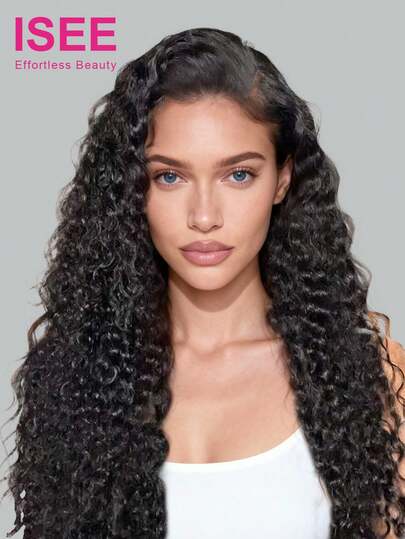 ISEE Hair Wear Go Glueless Wig Unprocessed Virgin Hair Wig Water Wave 6*4 HD Lace Closure Wig Human Wig Hair 180% Density 30 Long Inch Human Hair Wig Pre-Cut Lace Pre-Plucked Hairline