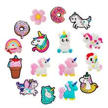 16 pezzi Charm a forma di ciambella serie unicorno per zoccoli e sandali, decorazione scarpe di qualità premium, accessori popolari, ottimo regalo per adolescenti, uomini, donne e adulti - Multicolore - Visualizzare 1