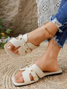 Women's Summer New Casual Flat Slippers, Fashion Comfortable Outdoor Versatile Trending Sandals - White - View 1