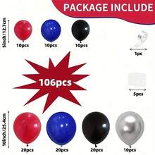 106-Piece Red, Blue And Black Balloon Arch Set, Spider-Themed Balloon Garland Kit, Hero-Themed Party Decoration, Birthday Photo Prop, Birthday Party Anniversary Party Scene Arrangement, Room Decoration - Multicolor - View 3