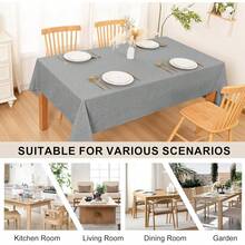 DWCN 1 PC Tablecloth, Washable, Faux Linen Look, 130 X 220 Cm, Soft Tablecloth, Water-Repellent With Lotus Effect, For Living Room, Dining Room, Balcony, Garden, Weddings Or Household Use - 灰色 - 查看 3